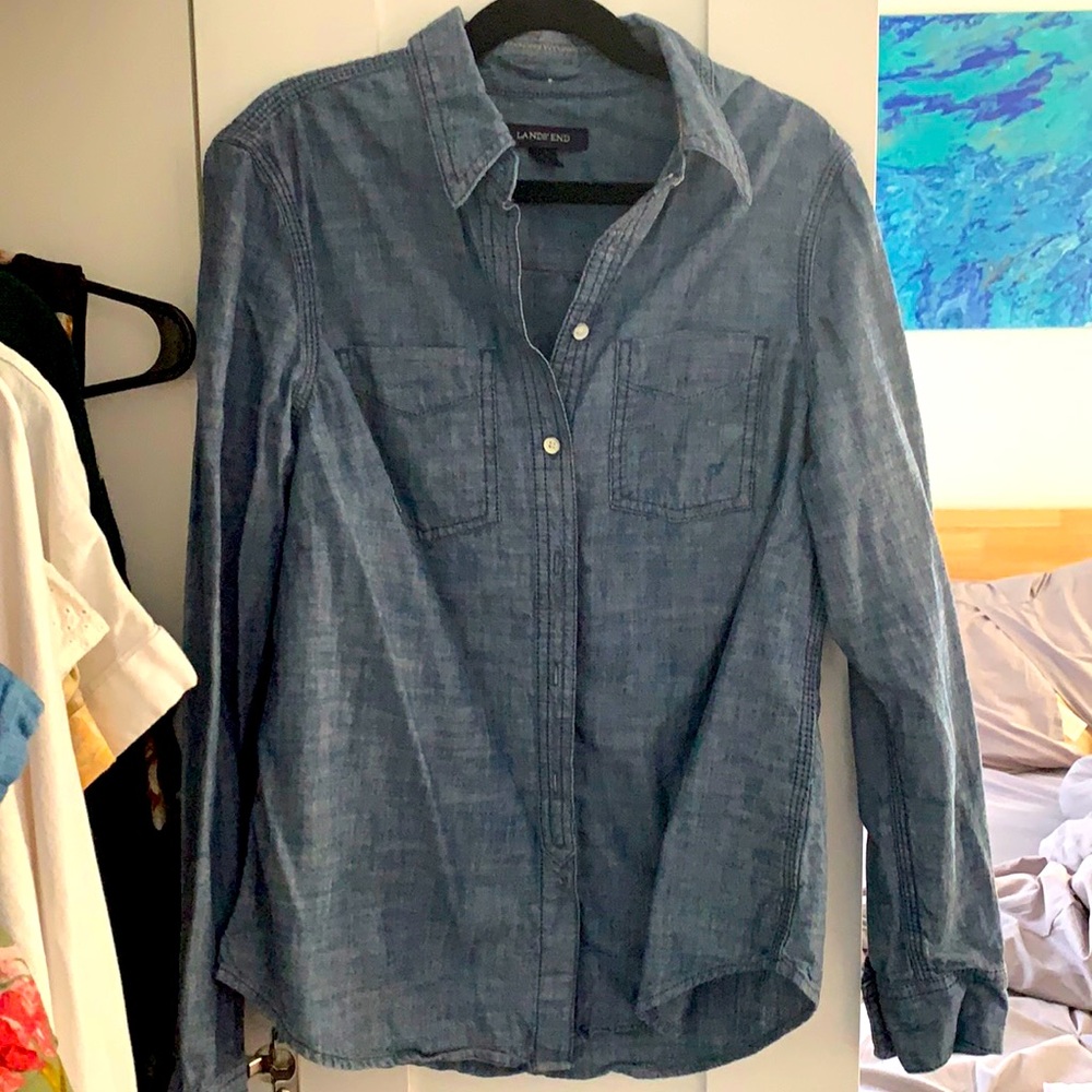 Lands’ End chambray denim shirt
